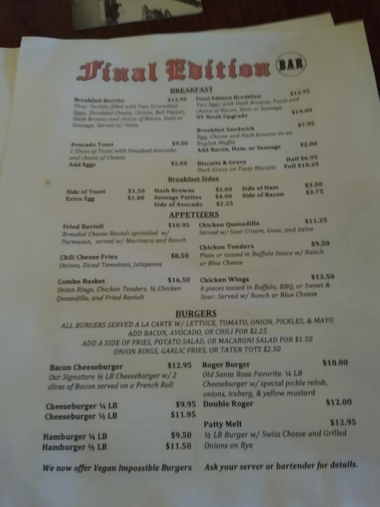 Final Edition Bar Menu image 2
