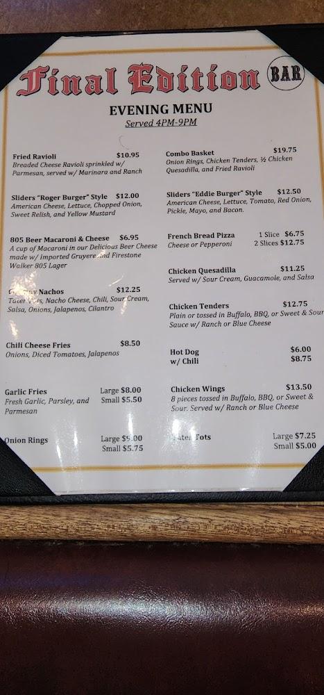 Final Edition Bar Menu image 3